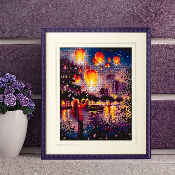 Набор для вышивания нитками Чудесная игла, Фонарики желаний, 20х27 см