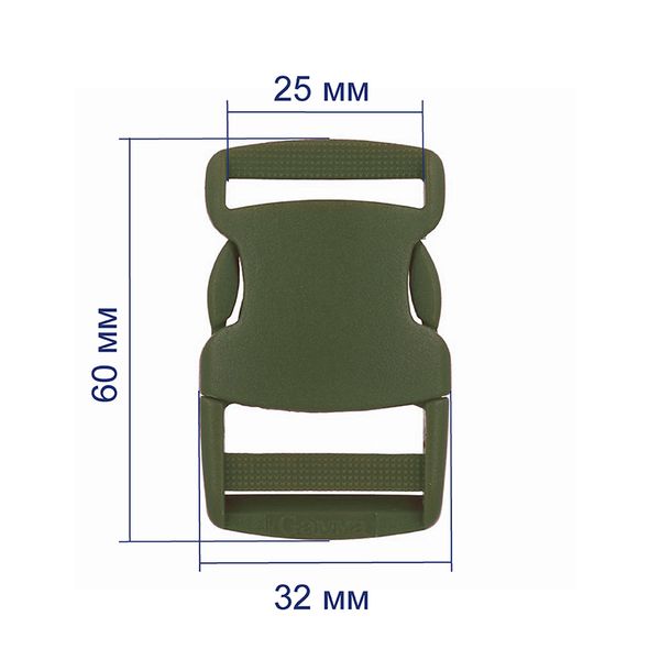 Фастекс (пряжка трезубец) пластик 25 мм, 10 шт, 077 хаки, Gamma SB04