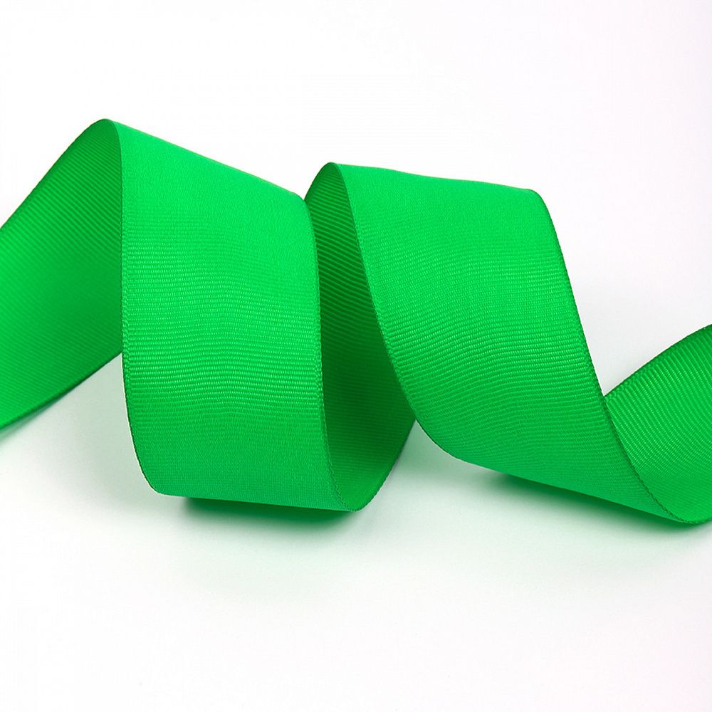 Лента репсовая (в рубчик) 38.0 мм, 579 яр.зеленый, уп. 27,4м