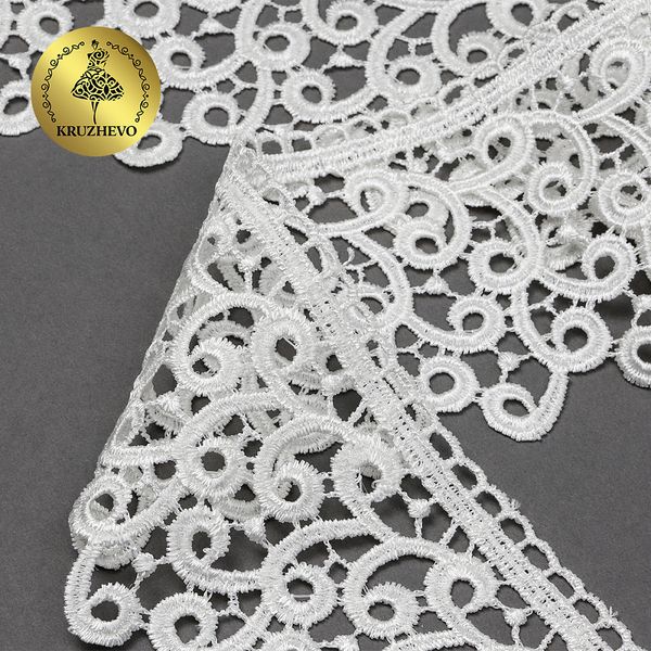 Кружево гипюр (плетёное) 80 мм, диз. 141, цв.16 молочный, уп. 9 м, Kruzhevo