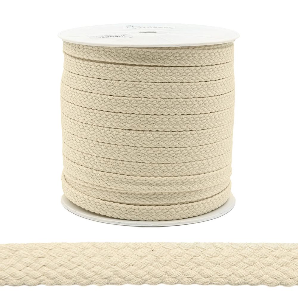 Шнур плоский плетеный х/б ⌀18.0 мм / 75 метров, (ГР) экрю, 07-4300/18