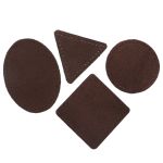 Набор заплаток пришивных из замши, круг, квадрат, треугольник, овал 6см, с перфорацией, 4 шт (21 темно-коричневый), 59723