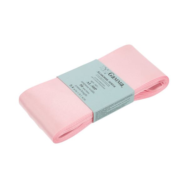 Лента атласная 1-сторонняя 50.0 мм / 5 шт по 5.4 метра, №066 розовый, Gamma AL-50P