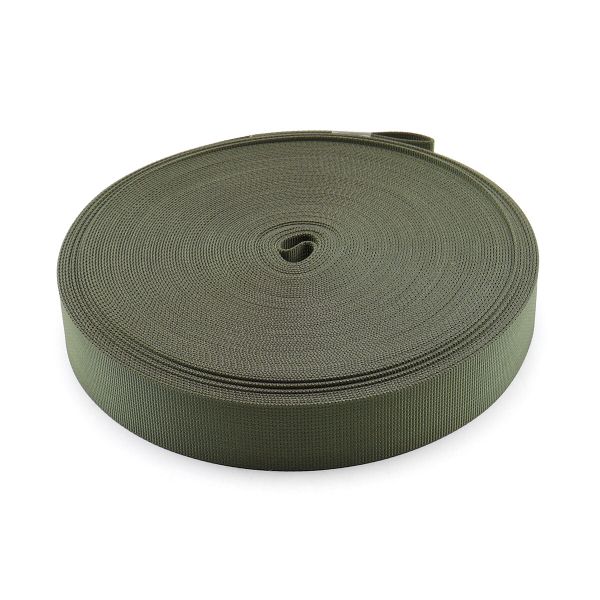 Стропа (ременная лента) 30 мм / 25 метров, толщ. 1.0 мм, [36.5 г/пог.м], 100% п/э, хаки