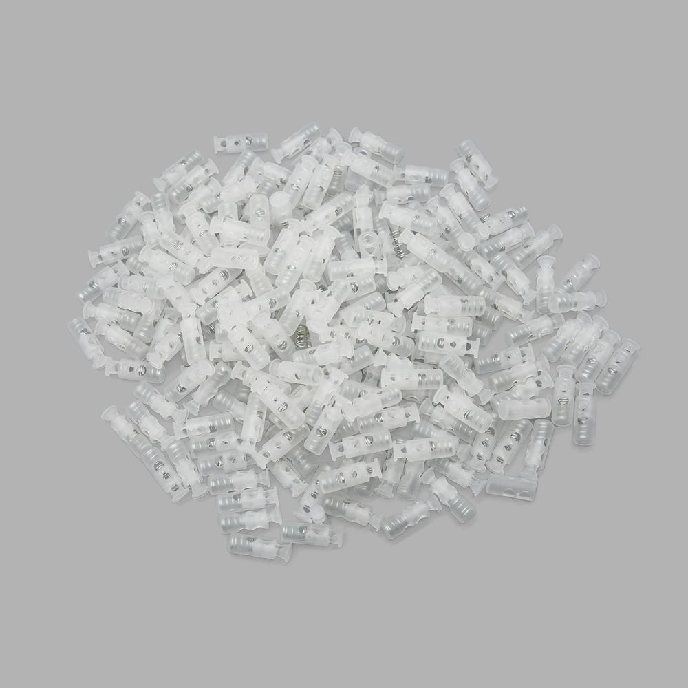 Фиксатор (зажим) для шнура пластик 2 отв., ⌀4.4 мм, 24х8 мм, цилиндр, прозрачный, 200 шт