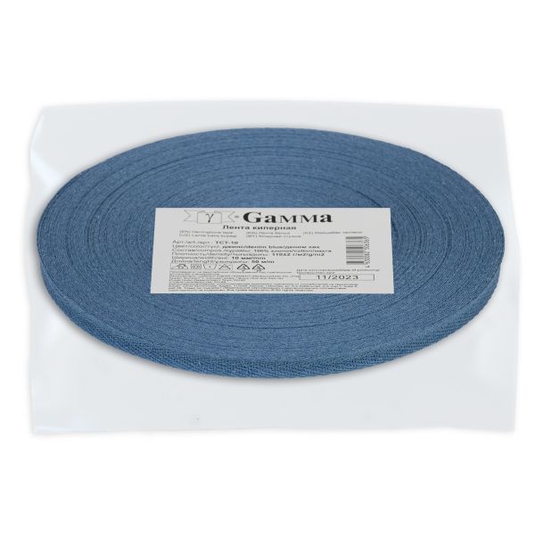 Тесьма (лента) киперная (100% х/б) 10 мм / 50 метров, джинс/denim blue, Gamma TCT-10
