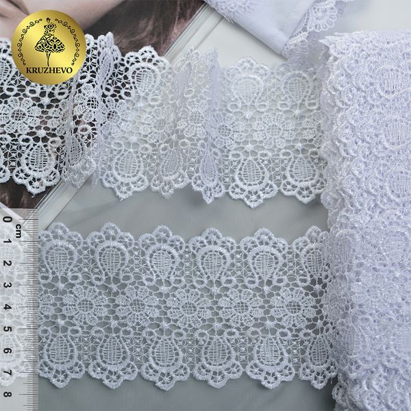 Кружево гипюр (плетёное) 80 мм, диз. 113, цв.1 белый, уп. 9 м, Kruzhevo