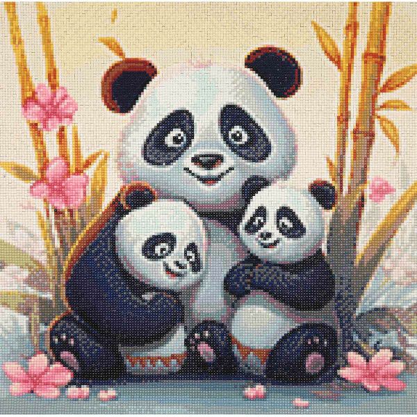 Алмазная (кристальная) мозаика Cristyle, Семейка панд, 40х40 см