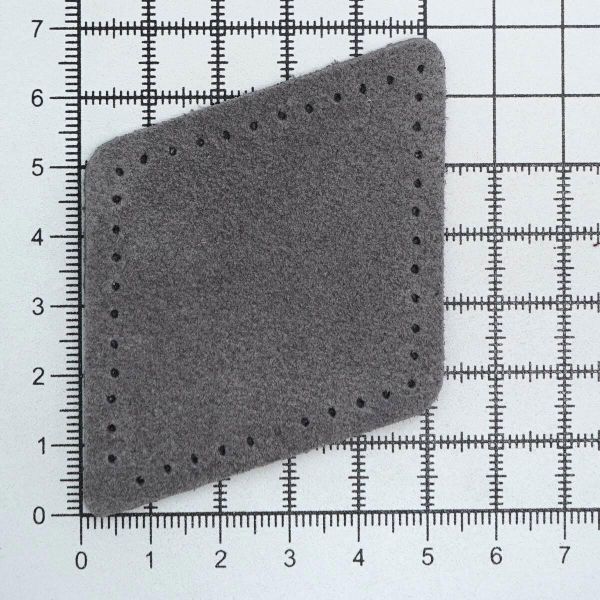 Заплатки пришивные из замши, ромб 6х8,4см с перфорацией, 2 шт, 100% кожа, 26 серый, 59115