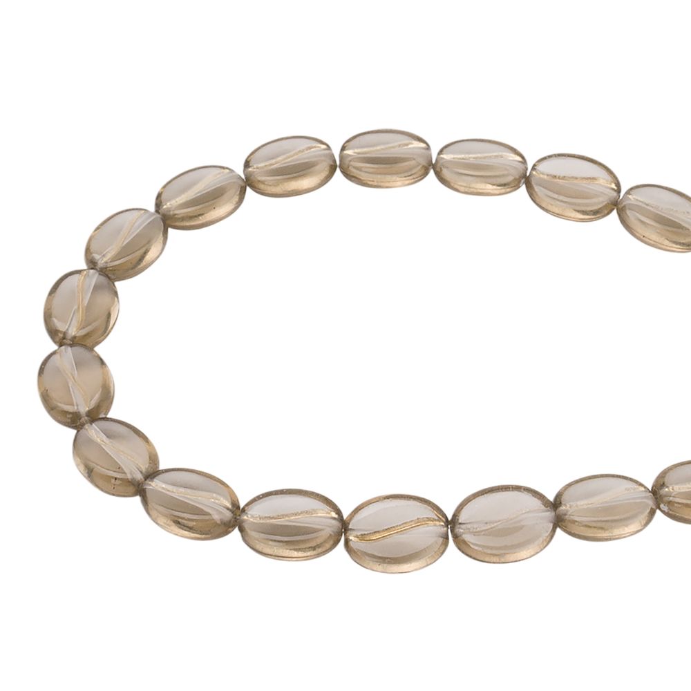 Бусины пластик 10х5 мм, 50 г, кофейное зерно, 12 прозрачное+золото, Astra&Craft, 7541