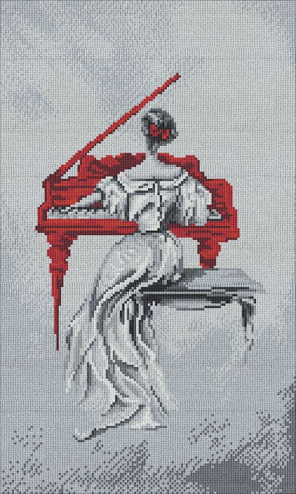 Набор для вышивания нитками Нитекс, За роялем 23х38 см