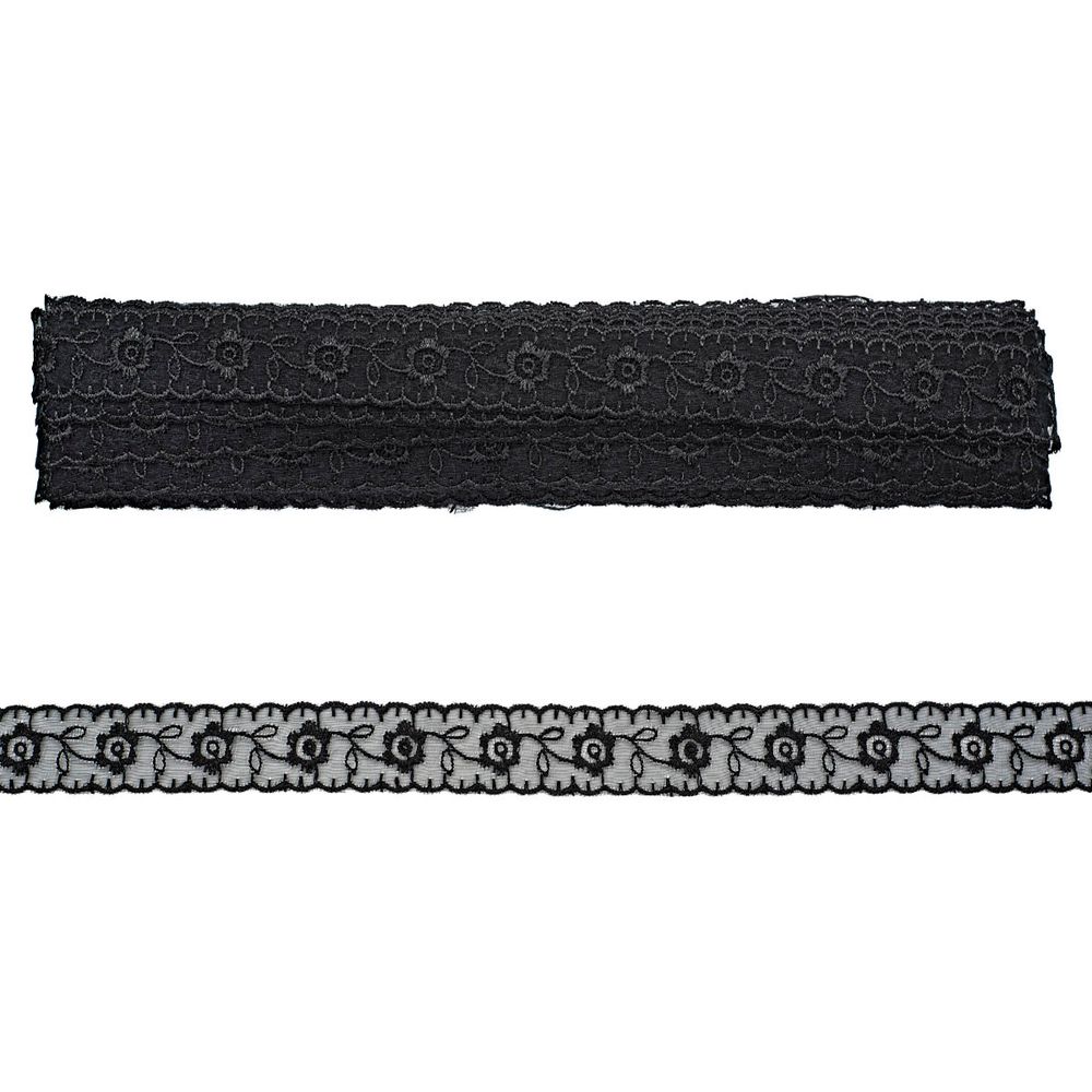 Кружево капроновое 22 мм / 13.71м 0574-1003, цв.черный