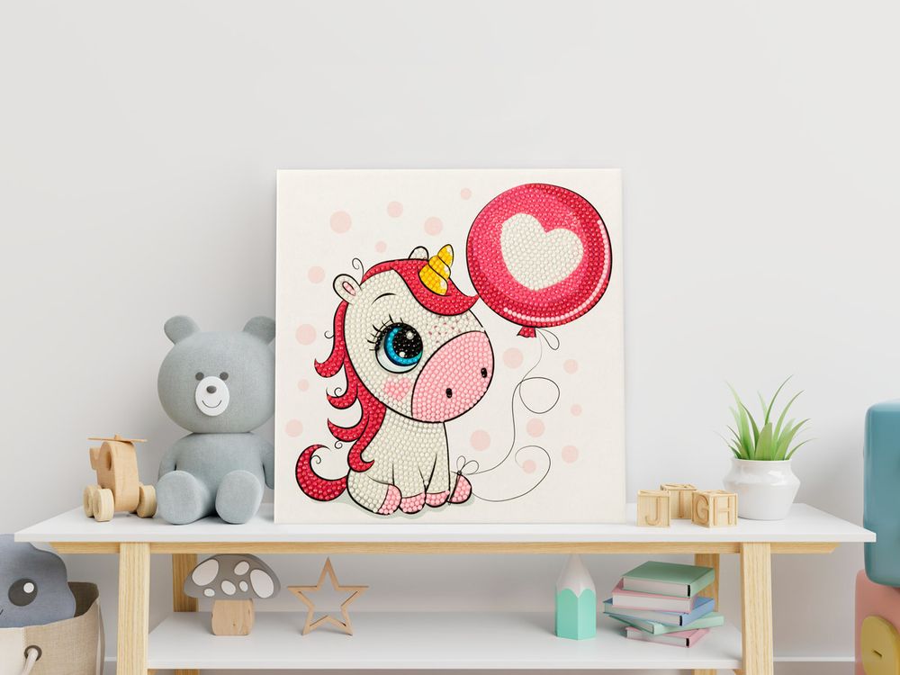 Алмазная (кристальная) мозаика Фрея, постер Единорожка, 20х20 см