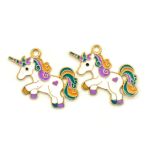 Подвеска металлическая с эмалью белый единорог, 34 мм, 2 шт в упак, Astra&Craft