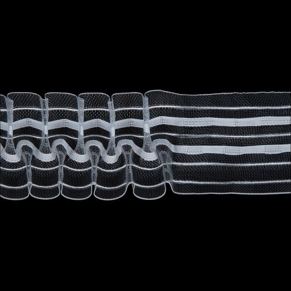 Лента (тесьма) шторная: сборка вафельная (1:2.5) 60 мм / 50 метров, (2 ряда петель, 4 шнура), прозрачный, C705M