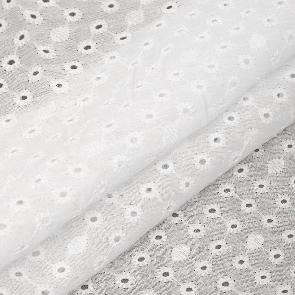 Ткань шитьё (прошва) 100 г/м², 150 см / 2 метра, TBY.Emb.2 белый