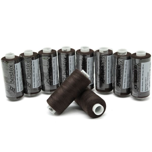 Нитки швейные бытовые Bestex 40/2, 365 м (400 ярд) / 10 кат., 387 горький шоколад
