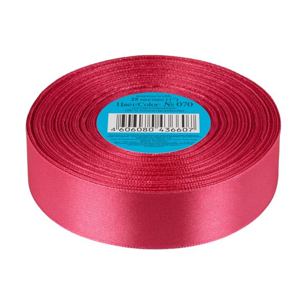 Лента атласная 1-сторонняя 25.0 мм / 33±2 метра, 070 т.розовый, Gamma