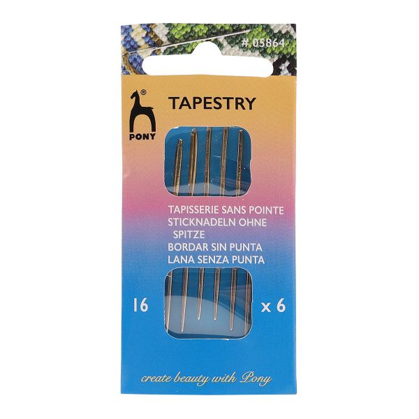 Иглы ручные гобеленовые с золотым ушком Tapestry №16, 6 шт, PONY, 05864