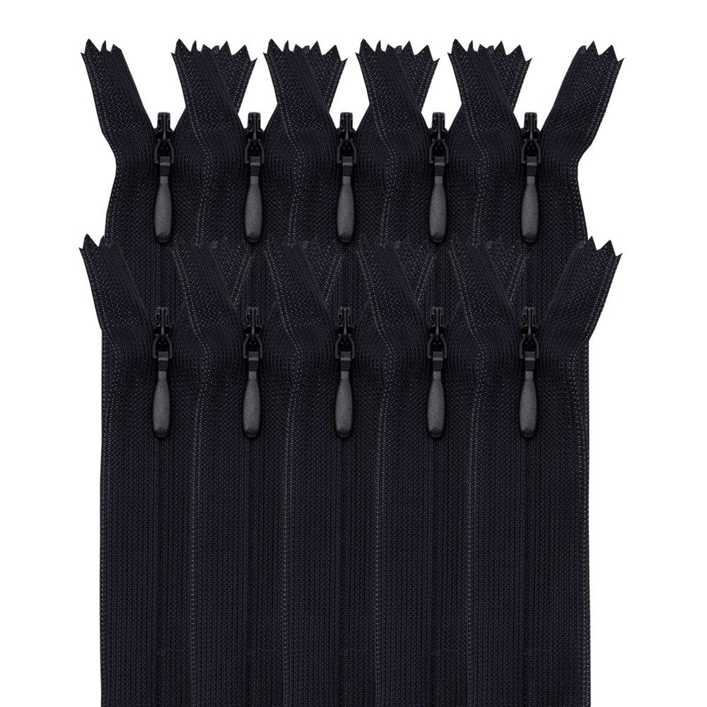 Молния потайная (скрытая) Т3 (3 мм) 1 зам., н/раз., 50 см, черный, 31270 / 50, 10 шт