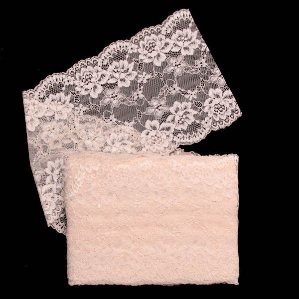 Кружево бельевое эластичное 180 мм / 13.72 м, цв. C571 молочный