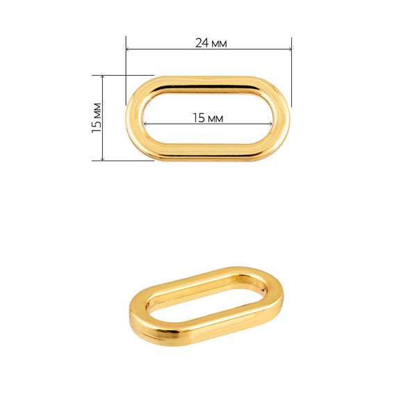 Рамка овальная металл 24х15 мм (внутр. 15 мм), 071501 цв. золото уп. 10 шт
