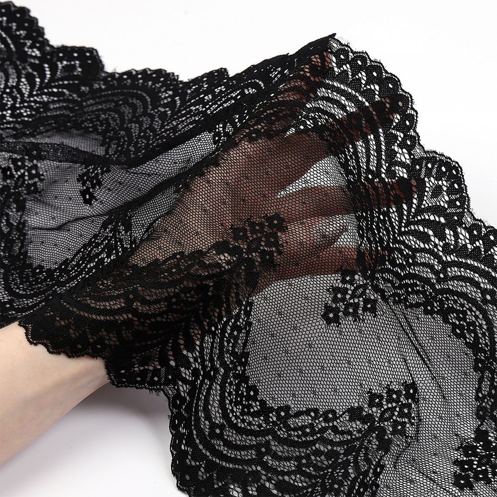 Кружево бельевое эластичное 230 мм / 3 м, 8036 цв.черный, Kruzhevo