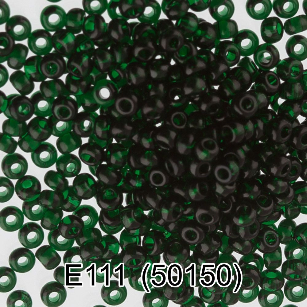Бисер Preciosa круглый 10/0, 2.3 мм, 10х5 г, 1-й сорт, E111 т.зеленый, 50150, круглый 5