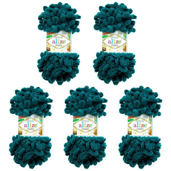 Пряжа Alize (Ализе) Puffy / уп.5 мот. по 100 г, 9м, 426 зеленый мох