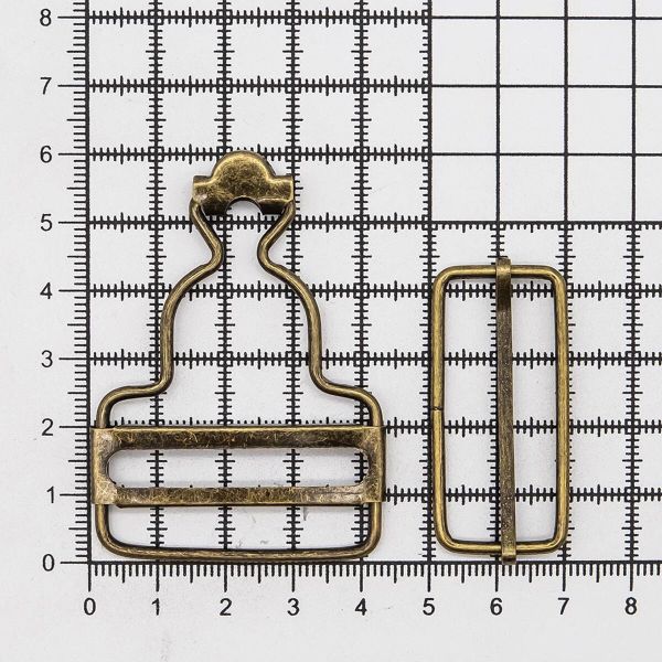 Застежка для комбинезона 40 мм, ушко 62х44 мм, 20 шт, бронза