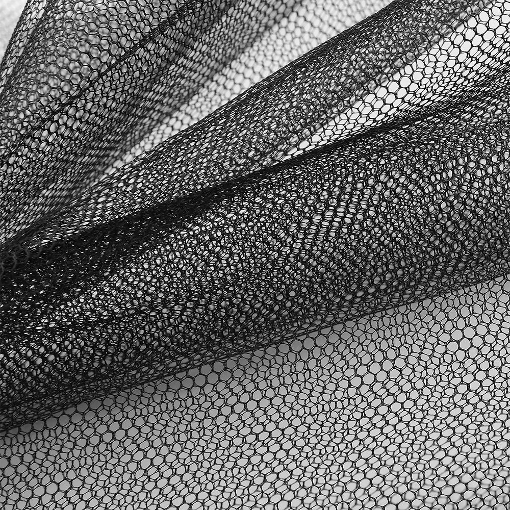 Фатин жесткий, крупная сетка 180 см, цв. черный, 3м