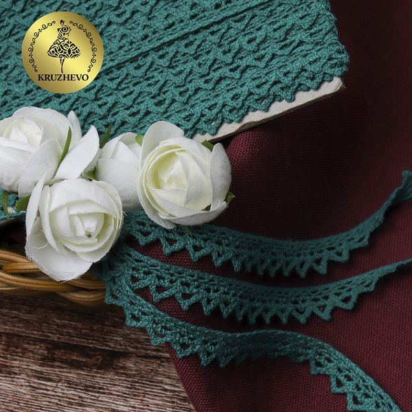 Кружево вязаное (тесьма) 10 мм / 10 метров, 5036.33 цв.33 зеленый, 10 м, Kruzhevo