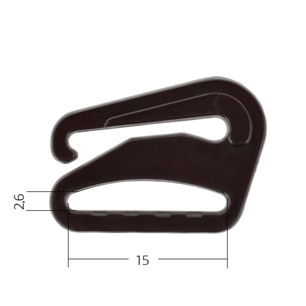 Крючки для бюстгальтера пластик 15.0 мм, 111 коричневый, Arta, 50 шт