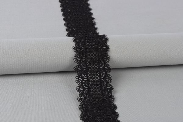 Кружево гипюр (плетёное) 50 мм / 10 м, GP002BL черный, Gamma GGM-5002