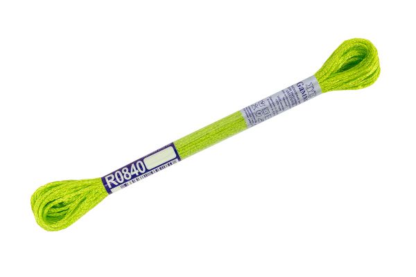 Мулине Gamma вискоза 100%, цв.R0840 яр.салатовый, 12 мотков по 8 метров