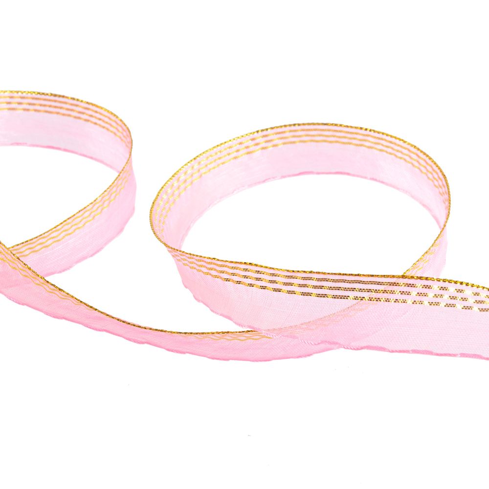 Лента капроновая (органза) 20.0 мм / 25 метров, 029 яр. розовый/золото, Blitz ORT-20