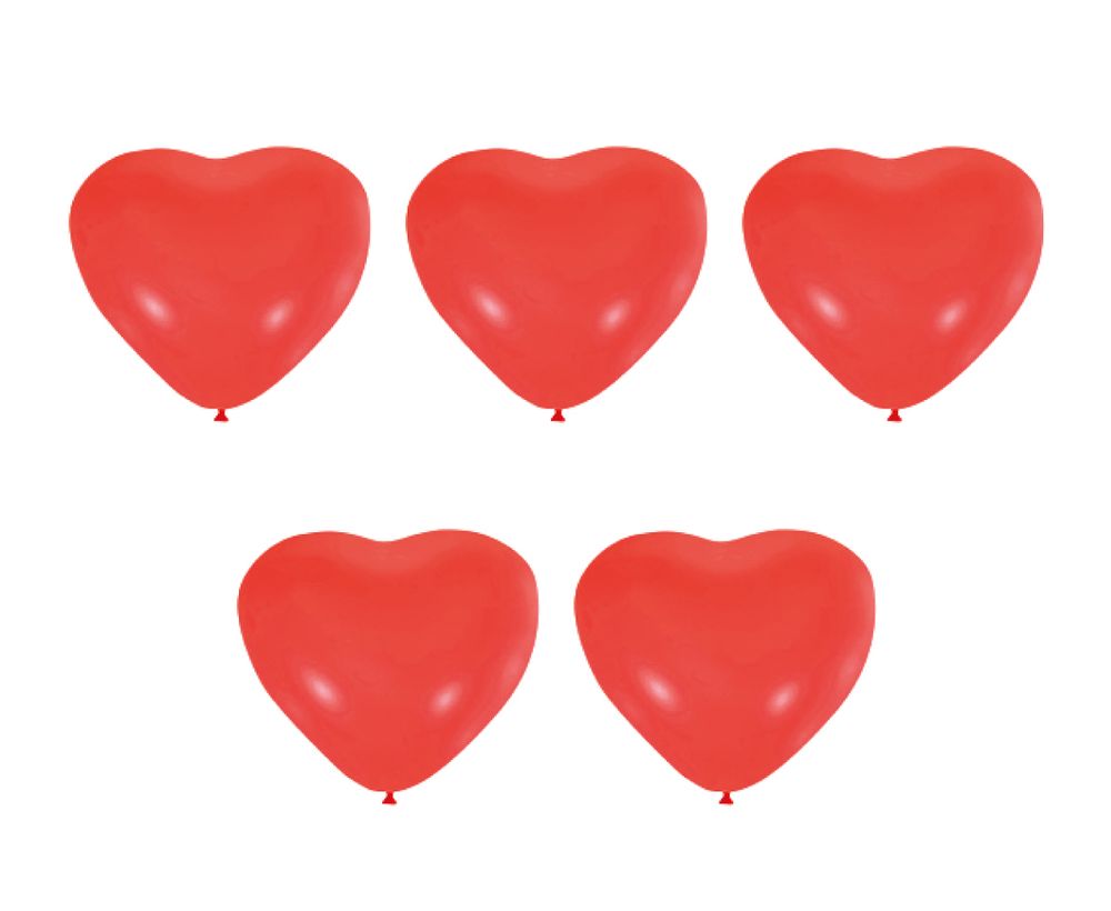 Набор воздушных фигурных шаров Сердце 30 см, 5 шт, 01_красный, Boomzee BWH-30