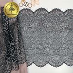 Кружево бельевое эластичное 240 мм / 120 м, Premium 40992, цв.168 серебристый пион+черный, Kruzhevo