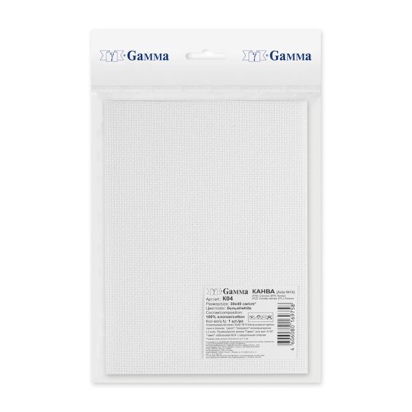 Канва Aida 14 ct, 30х40±2 см, белый, Gamma