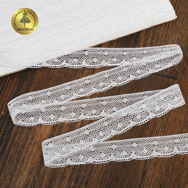Кружево вязаное (тесьма) 25 мм / 10 метров, D1001, тонкая нить, цв.01 белый, Kruzhevo
