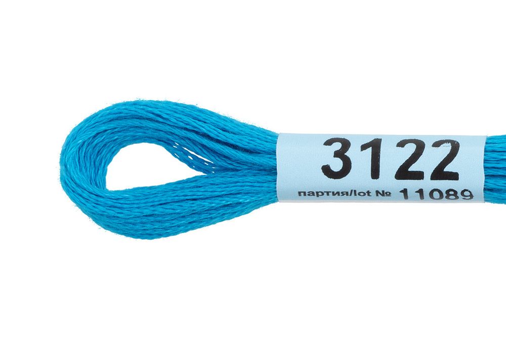 Мулине Gamma 100% хлопок, цв.3122 яр.голубой, 24 мотка по 8 метров