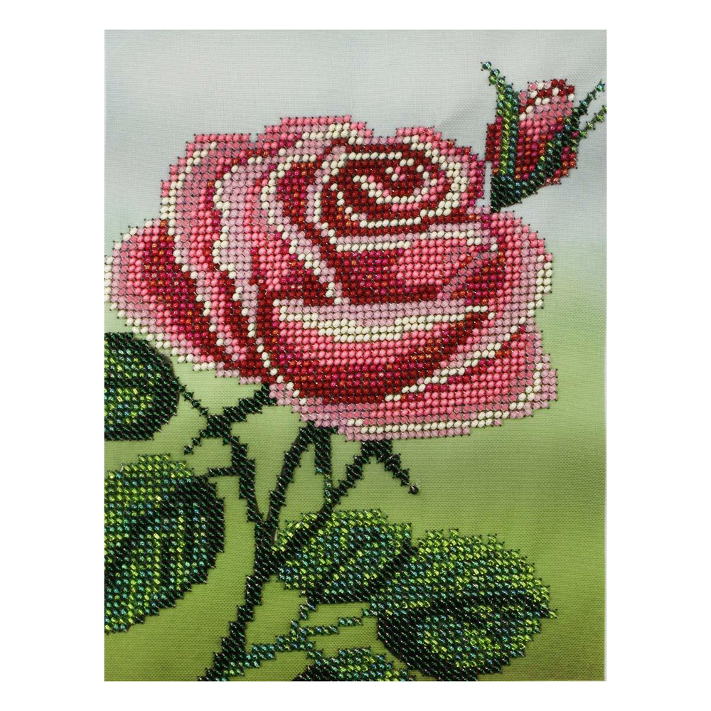 Бисеринка, Розовая роза, 14х18,5 см