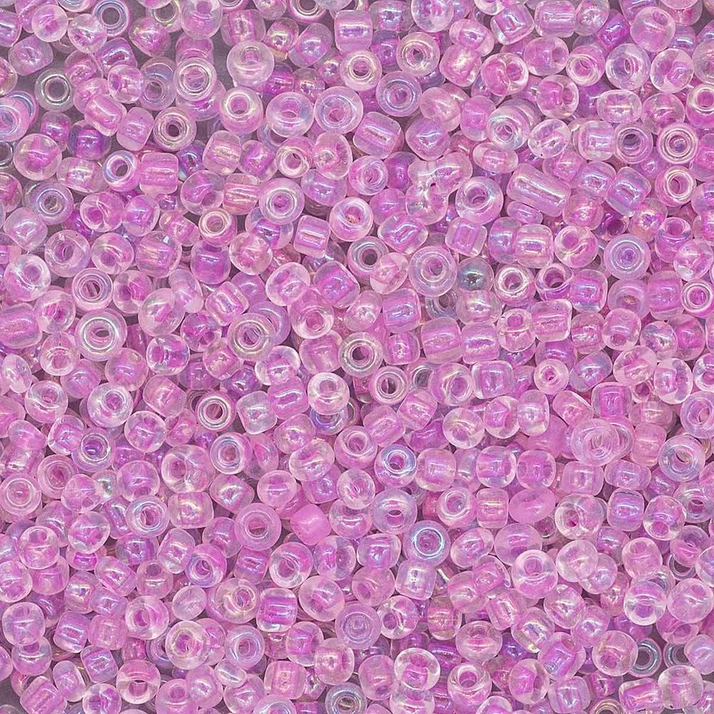 Бисер Astra&Craft 11/0 (2.1 мм), 200 г (10х20 г), цв. 209 св.розовый/прозр.с цвет.центром, радужный