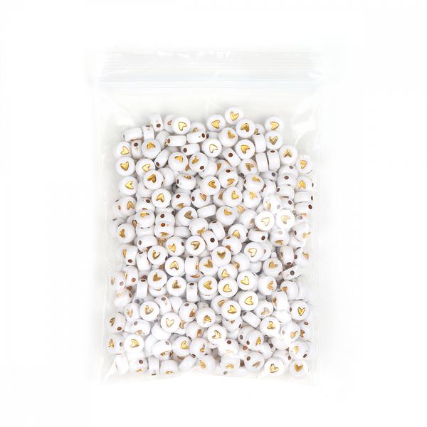 Бусины пластик набор сердечки, M4H-B009, 500г