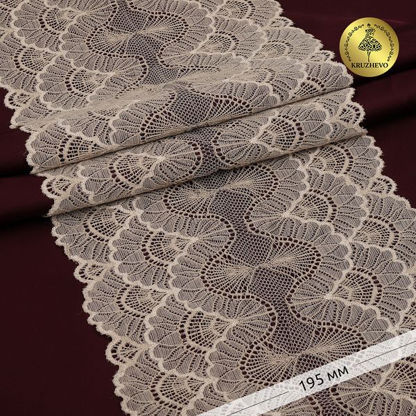 Кружево бельевое эластичное 195 мм / 3 м, 8034 цв.L168 серебристый пион, Kruzhevo