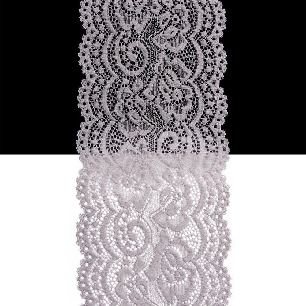 Кружево эластичное (стрейч) 100 мм / 3 метра, C154 светло-серый