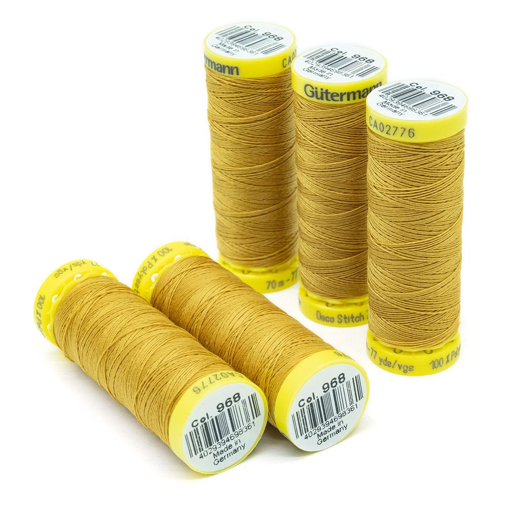 Нитки отделочные Gutermann Deco Stitch 70, 70м, 968 золотой, 5 катушек