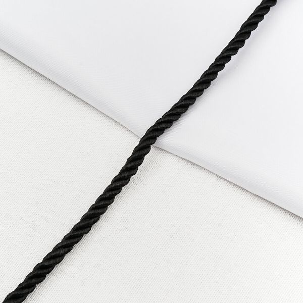 Шнур витой ⌀6.0 мм / 50 метров, черный, 3446