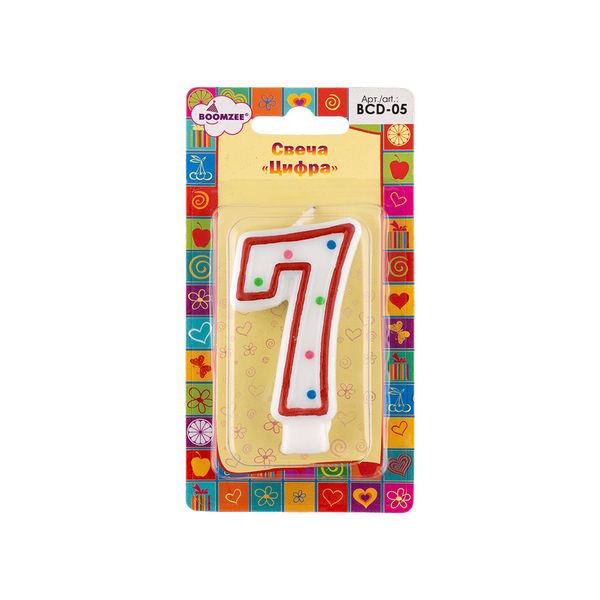 Свеча для торта Цифра 7, 20.25 г, 12 шт, Boomzee BCD-05