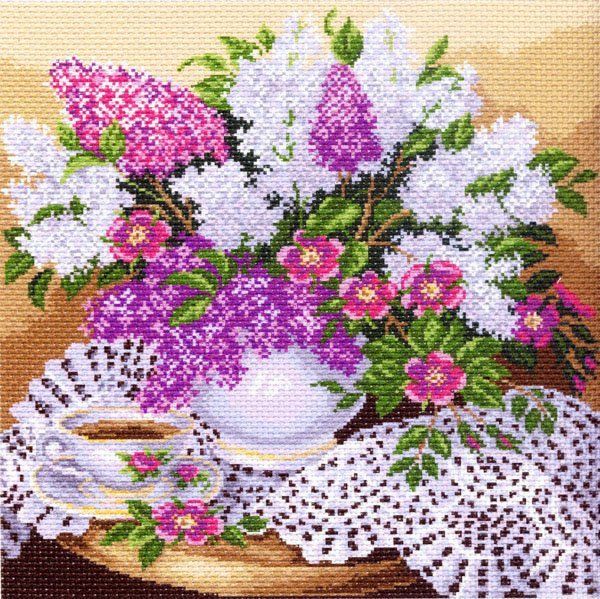 Рисунок для вышивания Матренин Посад (канва), 41х41 -1276 Сирень в вазе